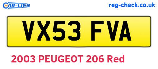 VX53FVA are the vehicle registration plates.
