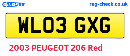 WL03GXG are the vehicle registration plates.