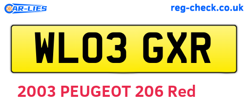 WL03GXR are the vehicle registration plates.