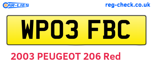 WP03FBC are the vehicle registration plates.