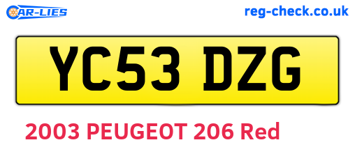 YC53DZG are the vehicle registration plates.
