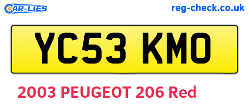 YC53KMO are the vehicle registration plates.