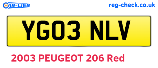 YG03NLV are the vehicle registration plates.