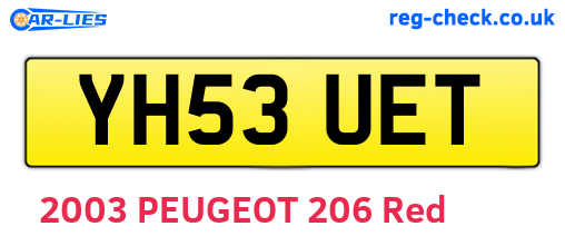 YH53UET are the vehicle registration plates.