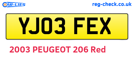 YJ03FEX are the vehicle registration plates.