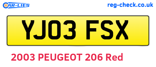 YJ03FSX are the vehicle registration plates.
