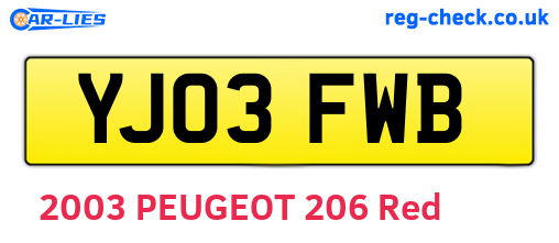 YJ03FWB are the vehicle registration plates.