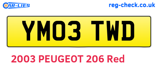YM03TWD are the vehicle registration plates.