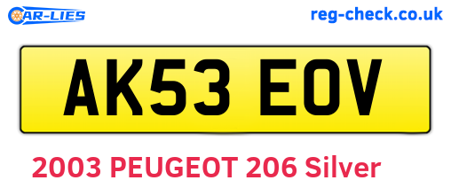 AK53EOV are the vehicle registration plates.