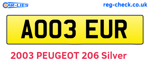 AO03EUR are the vehicle registration plates.
