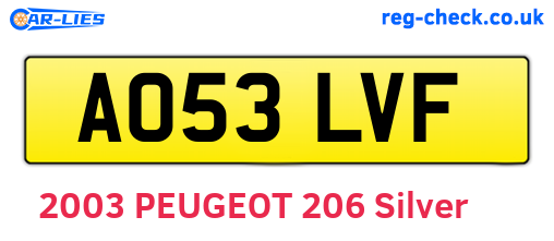 AO53LVF are the vehicle registration plates.