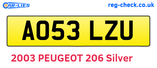 AO53LZU are the vehicle registration plates.