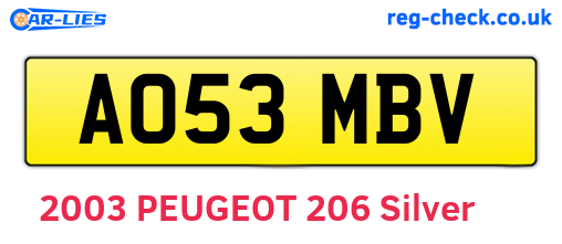 AO53MBV are the vehicle registration plates.