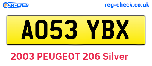 AO53YBX are the vehicle registration plates.