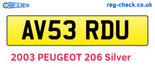 AV53RDU are the vehicle registration plates.