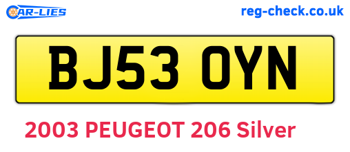 BJ53OYN are the vehicle registration plates.