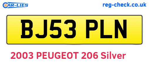 BJ53PLN are the vehicle registration plates.