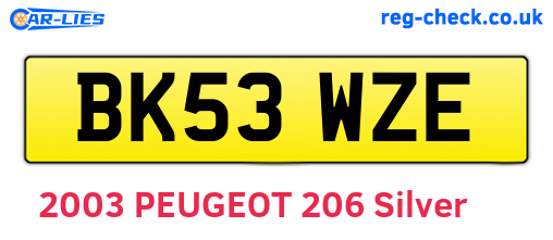 BK53WZE are the vehicle registration plates.