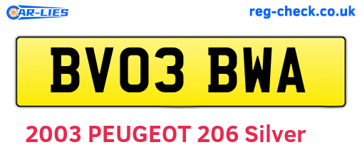 BV03BWA are the vehicle registration plates.