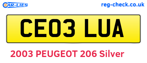 CE03LUA are the vehicle registration plates.
