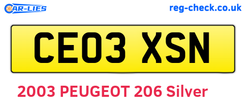 CE03XSN are the vehicle registration plates.