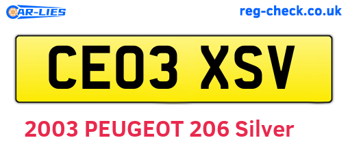 CE03XSV are the vehicle registration plates.