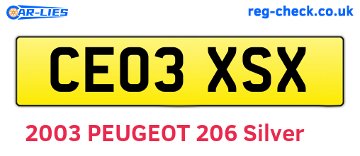CE03XSX are the vehicle registration plates.