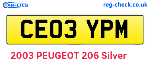 CE03YPM are the vehicle registration plates.