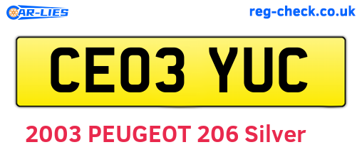CE03YUC are the vehicle registration plates.