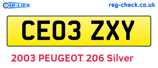 CE03ZXY are the vehicle registration plates.