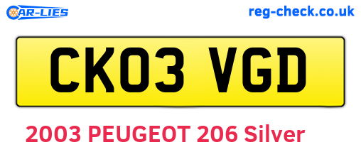 CK03VGD are the vehicle registration plates.