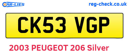 CK53VGP are the vehicle registration plates.
