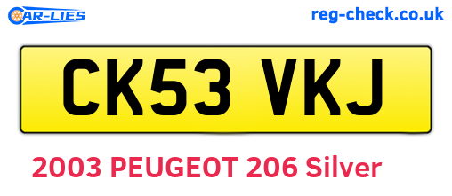 CK53VKJ are the vehicle registration plates.