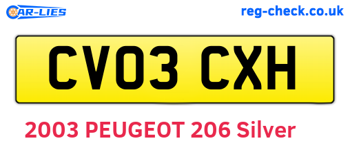 CV03CXH are the vehicle registration plates.