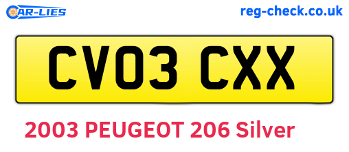 CV03CXX are the vehicle registration plates.