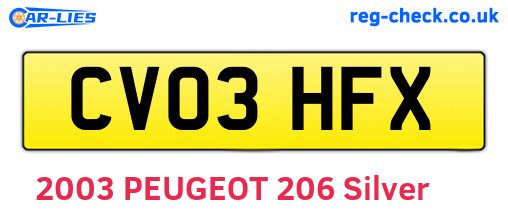 CV03HFX are the vehicle registration plates.