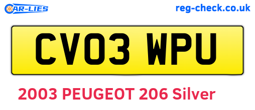 CV03WPU are the vehicle registration plates.