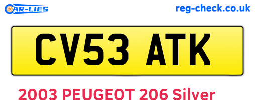 CV53ATK are the vehicle registration plates.