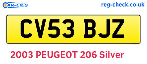 CV53BJZ are the vehicle registration plates.