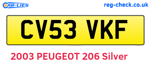 CV53VKF are the vehicle registration plates.