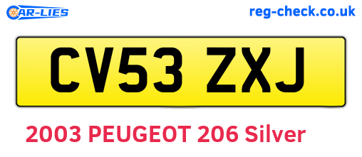 CV53ZXJ are the vehicle registration plates.