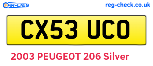 CX53UCO are the vehicle registration plates.