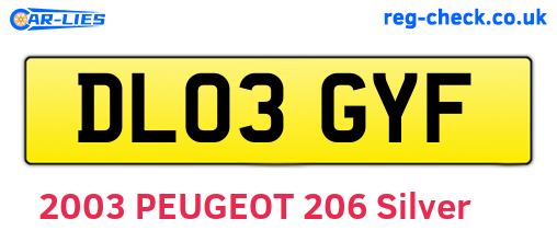 DL03GYF are the vehicle registration plates.