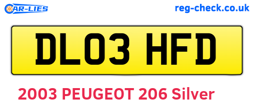 DL03HFD are the vehicle registration plates.