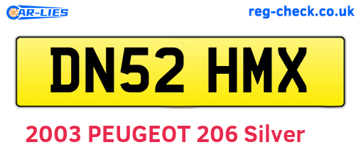 DN52HMX are the vehicle registration plates.