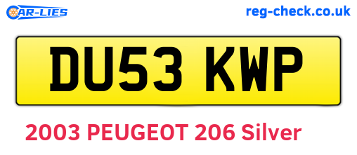 DU53KWP are the vehicle registration plates.