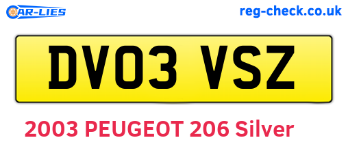 DV03VSZ are the vehicle registration plates.