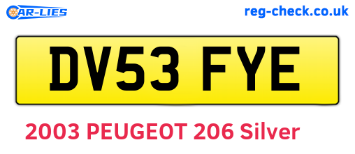 DV53FYE are the vehicle registration plates.