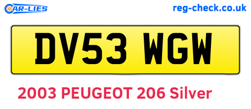 DV53WGW are the vehicle registration plates.