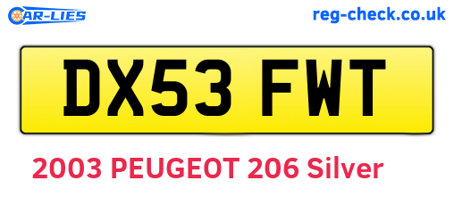 DX53FWT are the vehicle registration plates.